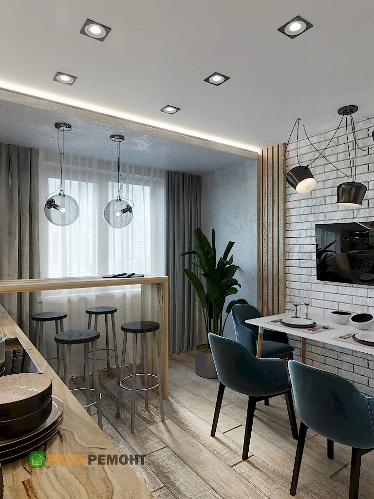 Дизайн интерьера кухни в стиле лофт | РЕГО-РЕМОНТ-61. Картинка 6