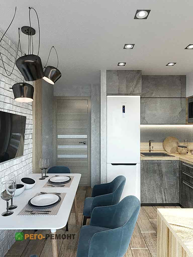 Дизайн интерьера кухни в стиле лофт | РЕГО-РЕМОНТ-61. Картинка 8